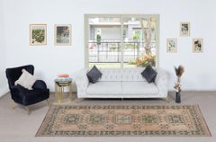 4.5x11 Ft Hand Knotted Runner Rug for Hallway, Vintage Anatolian Corridor Carpet