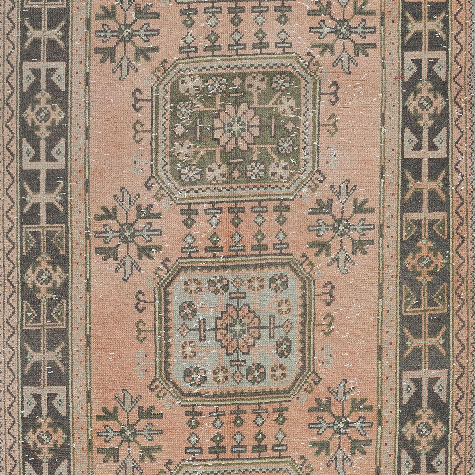 Hand-Knotted 4.5x11 Ft Hand Knotted Runner Rug for Hallway, Vintage Anatolian Corridor Carpet For Sale