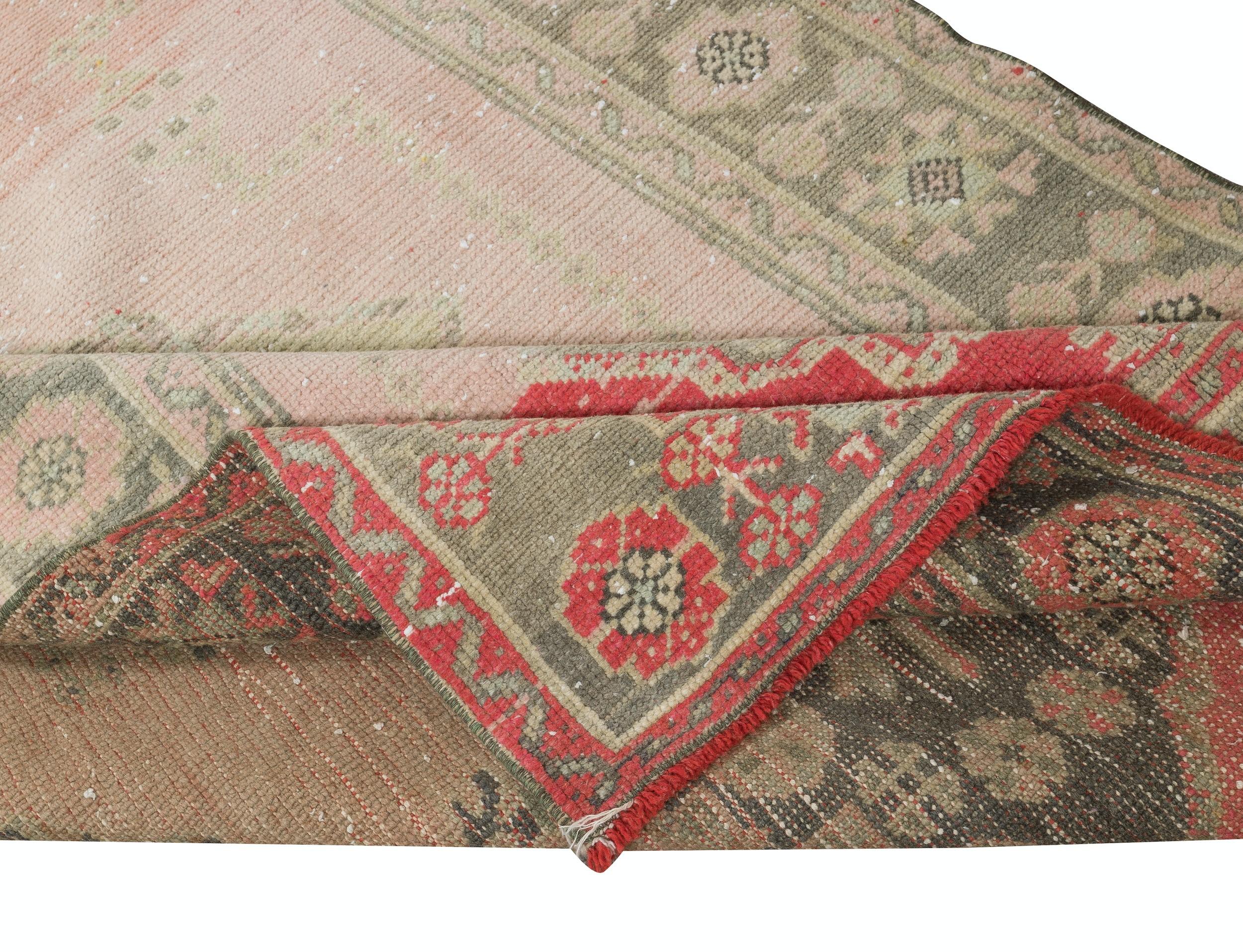 4,5x11.3 Ft Vintage-Läufer für die Küche. Flurteppich. Türkischer Treppenteppich (Rustikal) im Angebot