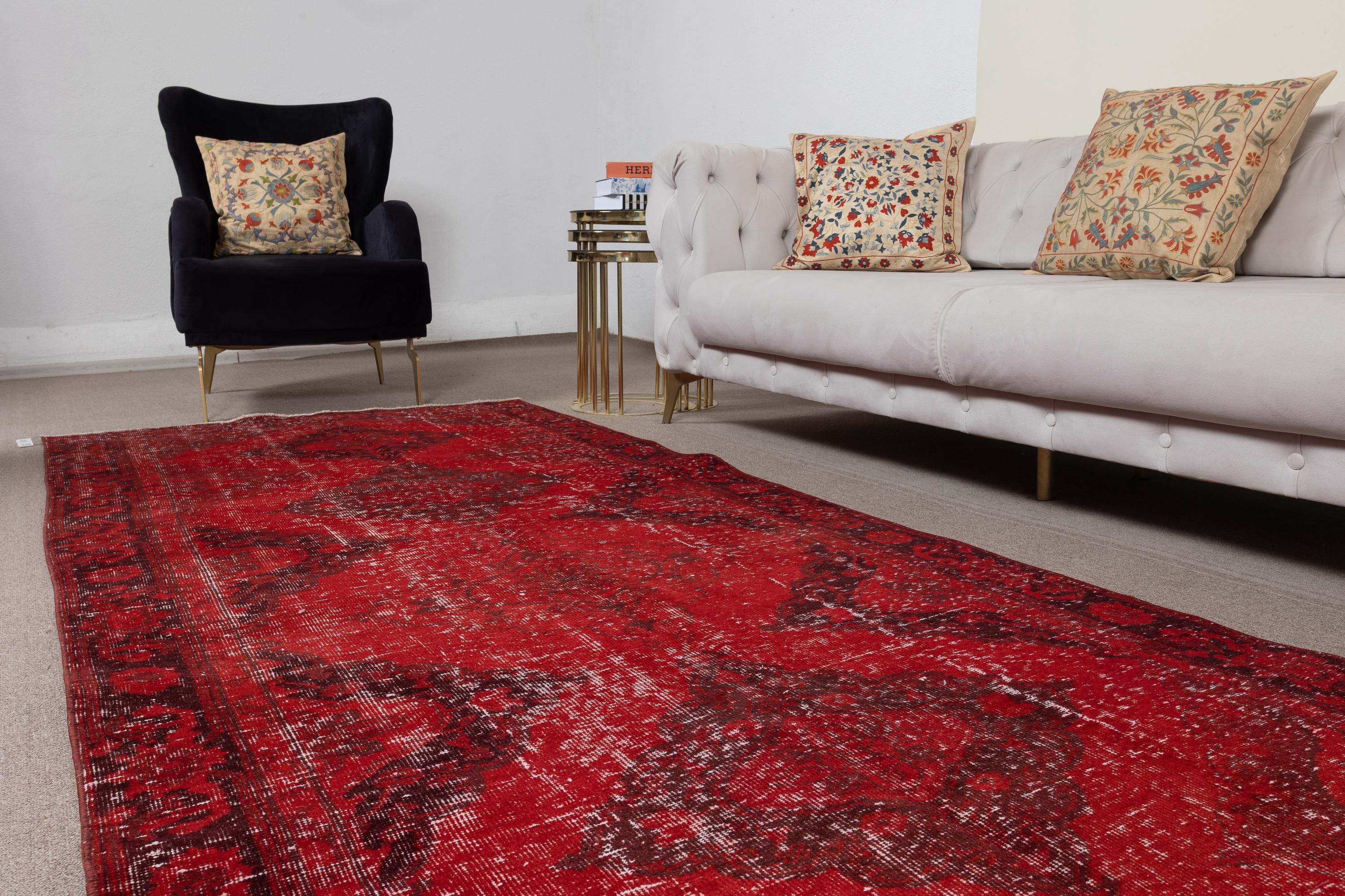 Alfombra roja para pasillo de 4,5x11,7 pies. Alfombra de pasillo vintage. Alfombra de escalera hecha a mano Turco en venta