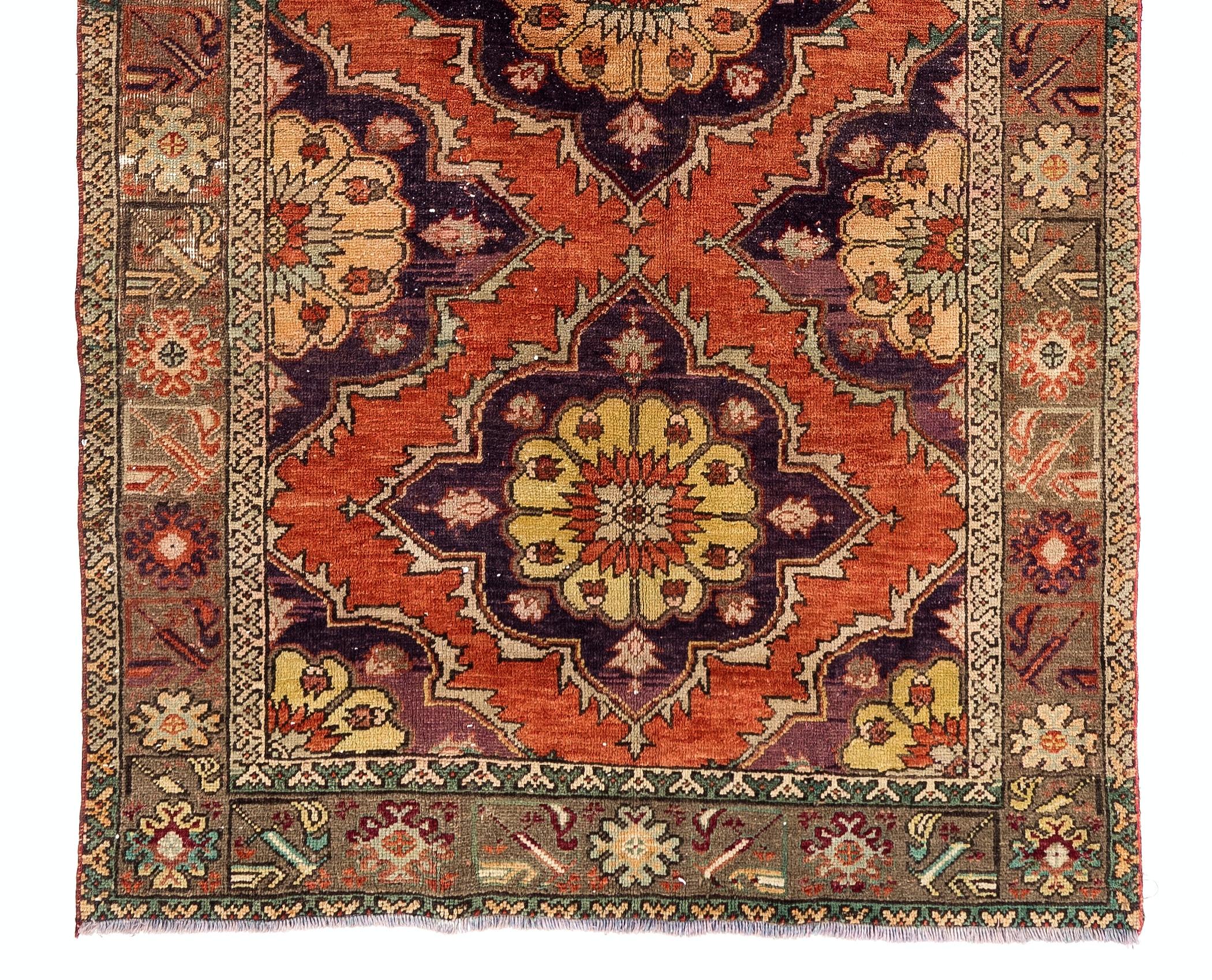 Turc Tapis de couloir anatolien vintage noué à la main de 4,5 x 12 m Tapis de couloir tribal en vente