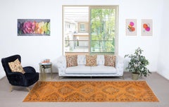 4.5x12.6 Ft Orange Runner Rug. Wool Hallway Rug. Kitchen Runner Rug. Stair Rug