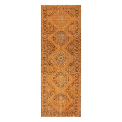 4.5x12.6 Ft Orange Läufer Teppich. Flurteppich aus Wolle. Küche Läufer Teppich. Treppenteppich