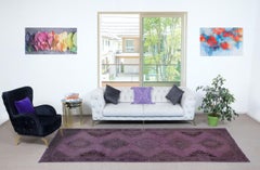 4.5x12.7 Ft Handmade Hallway Runner. Kitchen Rug. Corridor Rug. Purple Stair Rug
