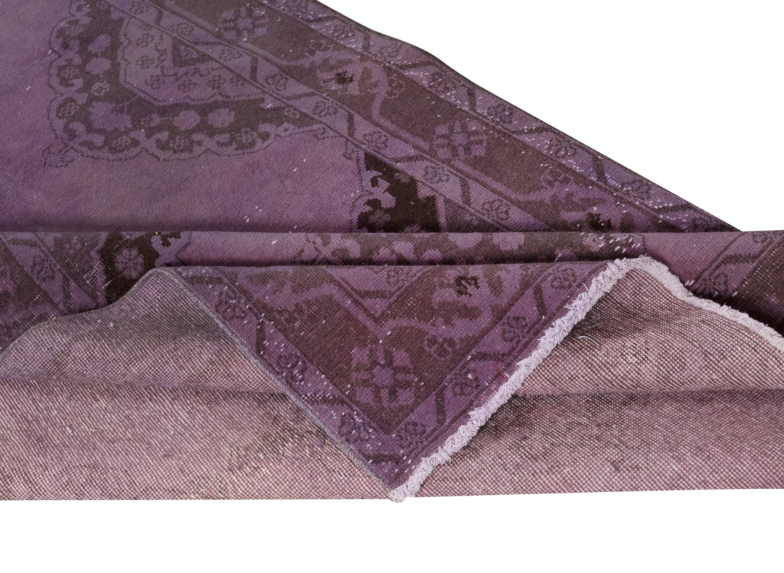 Modern 4.5x12.7 Ft Handmade Hallway Runner. Kitchen Rug. Corridor Rug. Purple Stair Rug For Sale