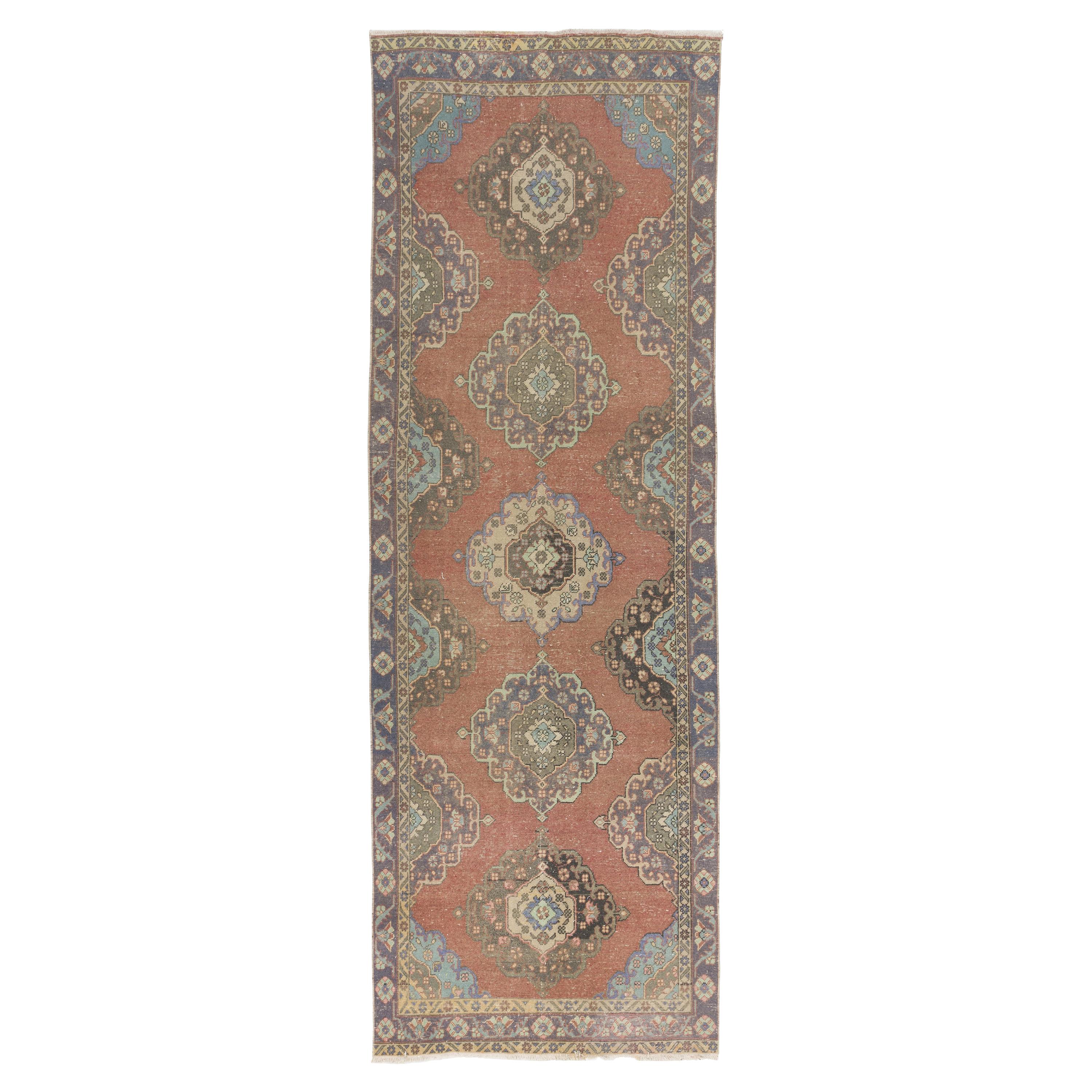 4.5x13 Ft Traditional Oushak Runner. Vintage Wool Hallway Carpet. Oriental Rug For Sale