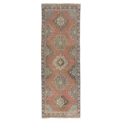 4.5x13 Ft Traditional Oushak Runner. Vintage Wool Hallway Carpet. Oriental Rug