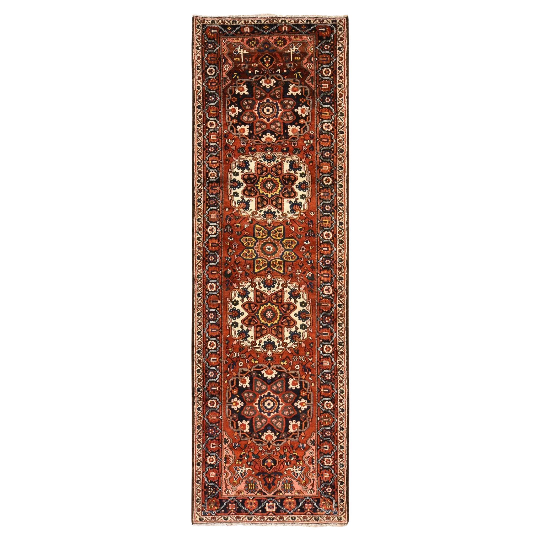 4'5 "x14'7" Rot Vintage Persisch Bahktiar 100% Wolle Hand Knotted XL Läufer Teppich