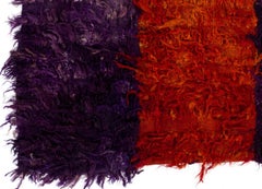 4.5x5.8 Ft Mid-Century Anatolian Angora "Mohair" Wool Tulu Rug in Purple and Red