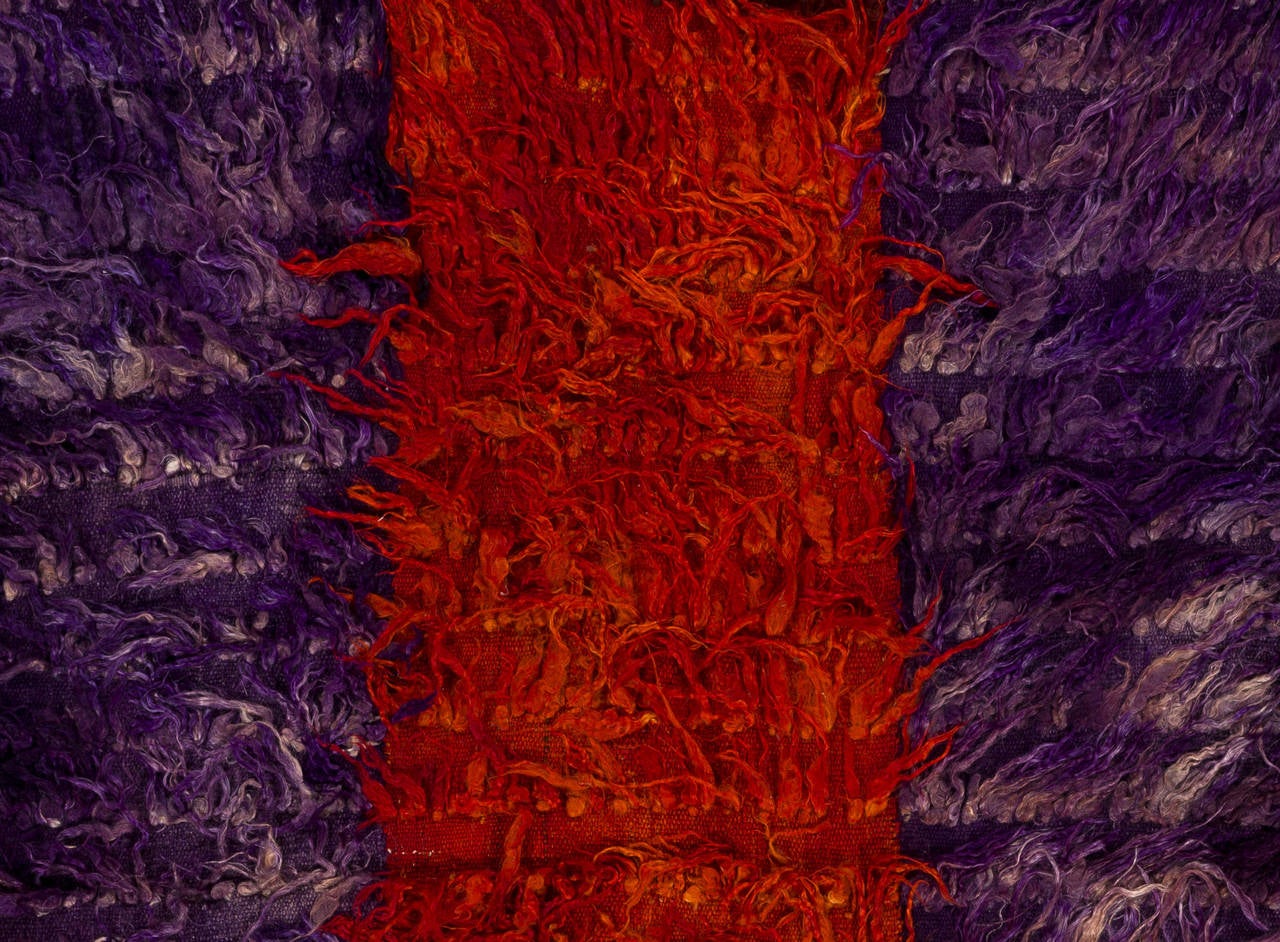 4,5 x 5,8 m Anatolischer Angora „Mohair“ Tulu-Teppich aus Wolle in Violett und Rot aus der Mitte des Jahrhunderts (Türkisch) im Angebot