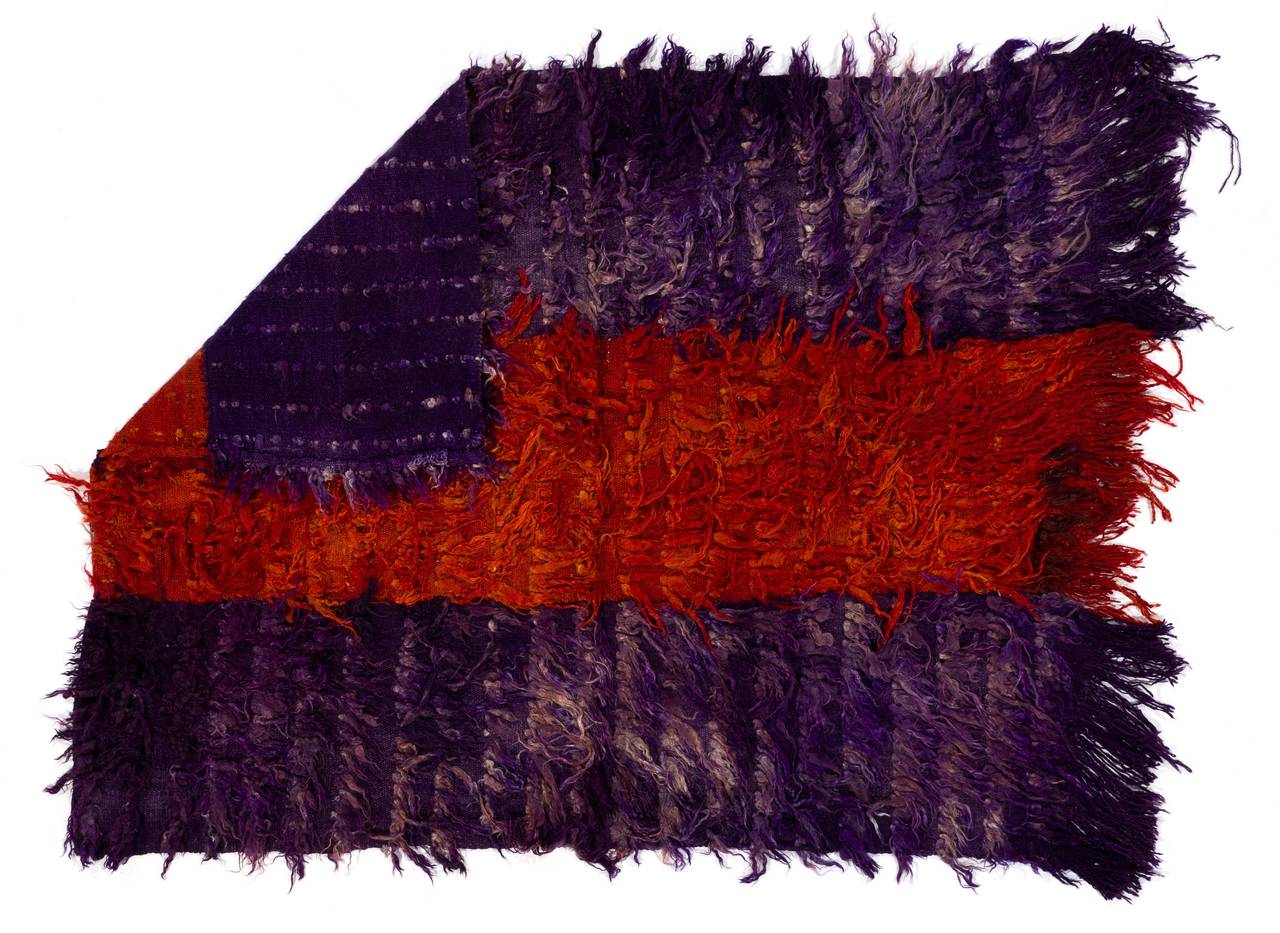 4,5 x 5,8 m Anatolischer Angora „Mohair“ Tulu-Teppich aus Wolle in Violett und Rot aus der Mitte des Jahrhunderts (Handgeknüpft) im Angebot