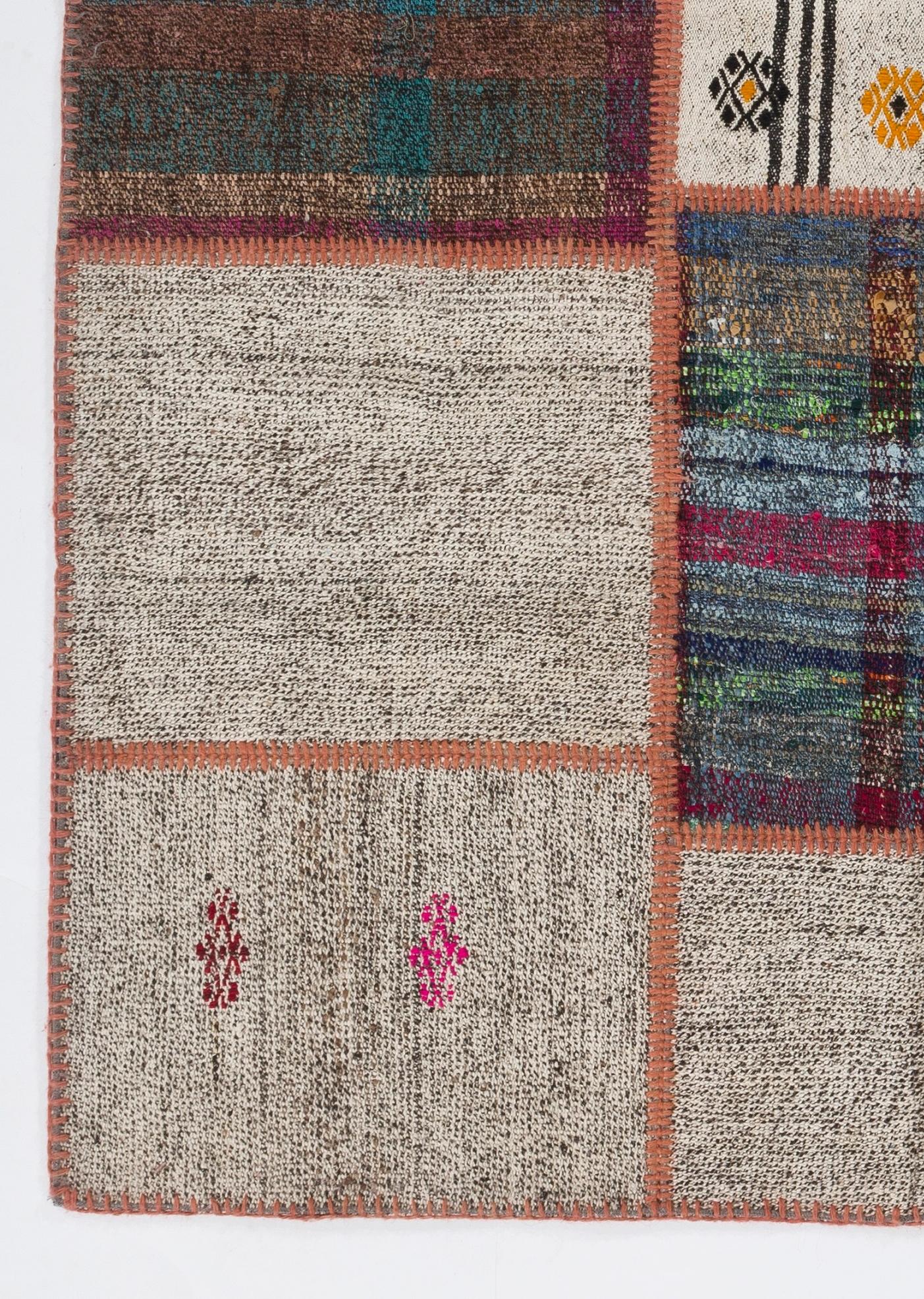 4.5x6.3 Ft Vintage Anatolian Kilims Re-Imagined, Custom Options Available In New Condition For Sale In Philadelphia, PA