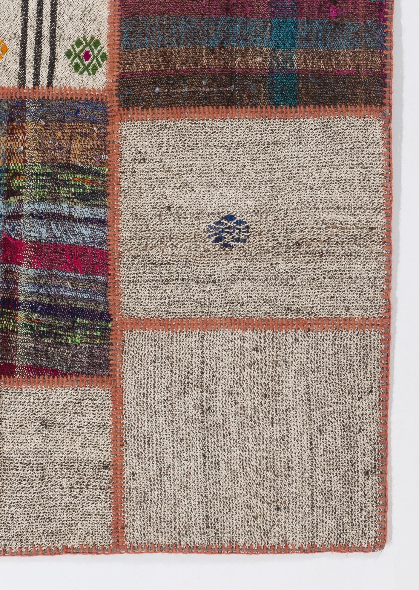 Contemporary 4.5x6.3 Ft Vintage Anatolian Kilims Re-Imagined, Custom Options Available For Sale
