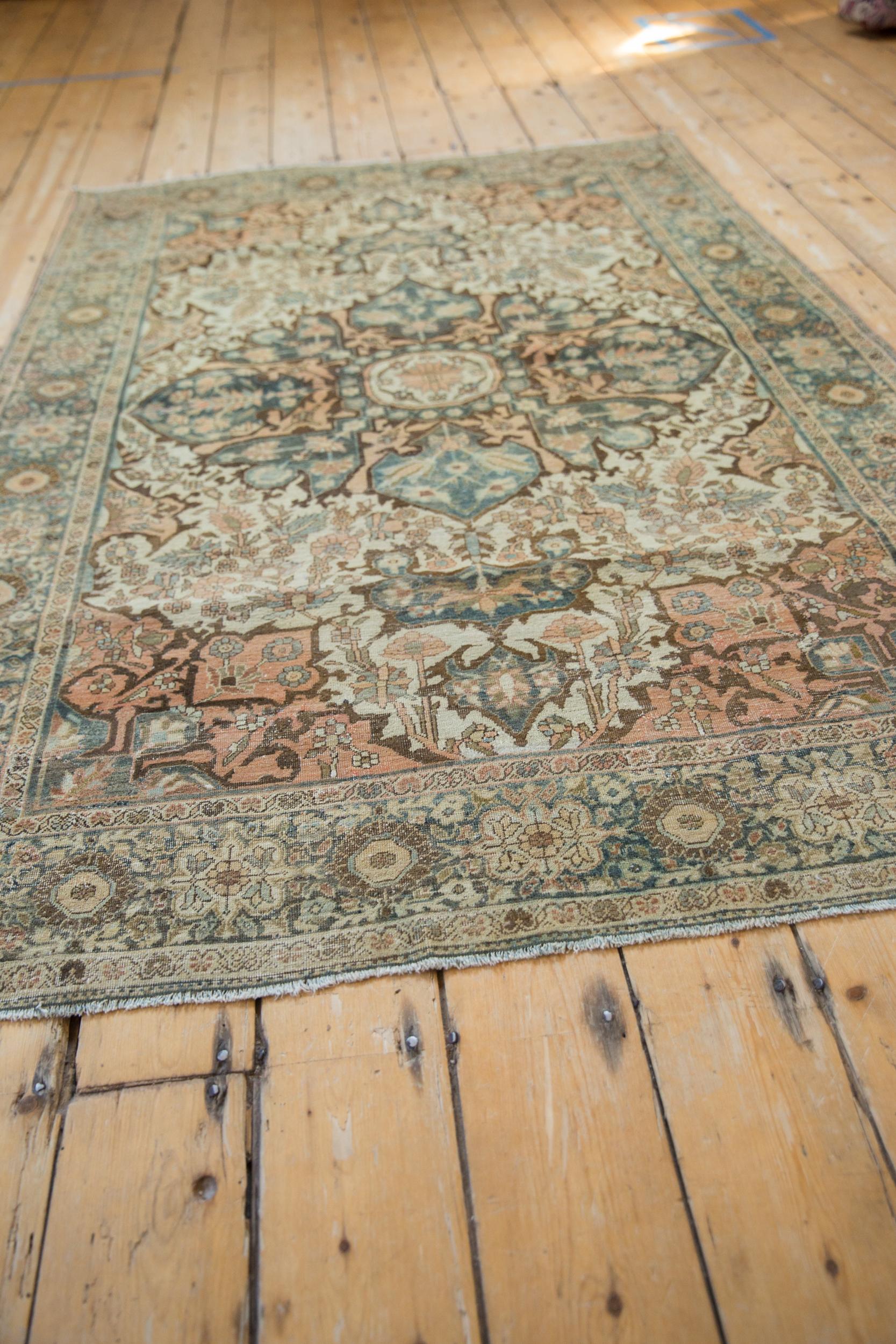 Hand-Knotted Antique Distressed Farahan Sarouk Rug For Sale