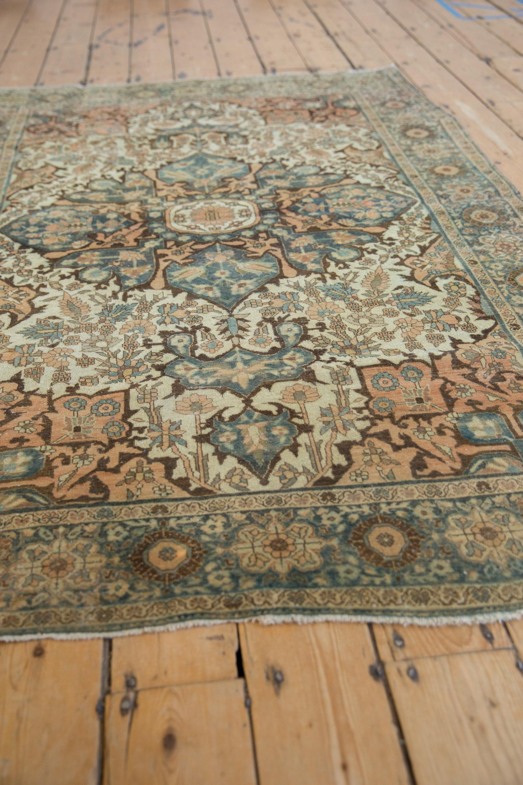 Wool Antique Distressed Farahan Sarouk Rug For Sale