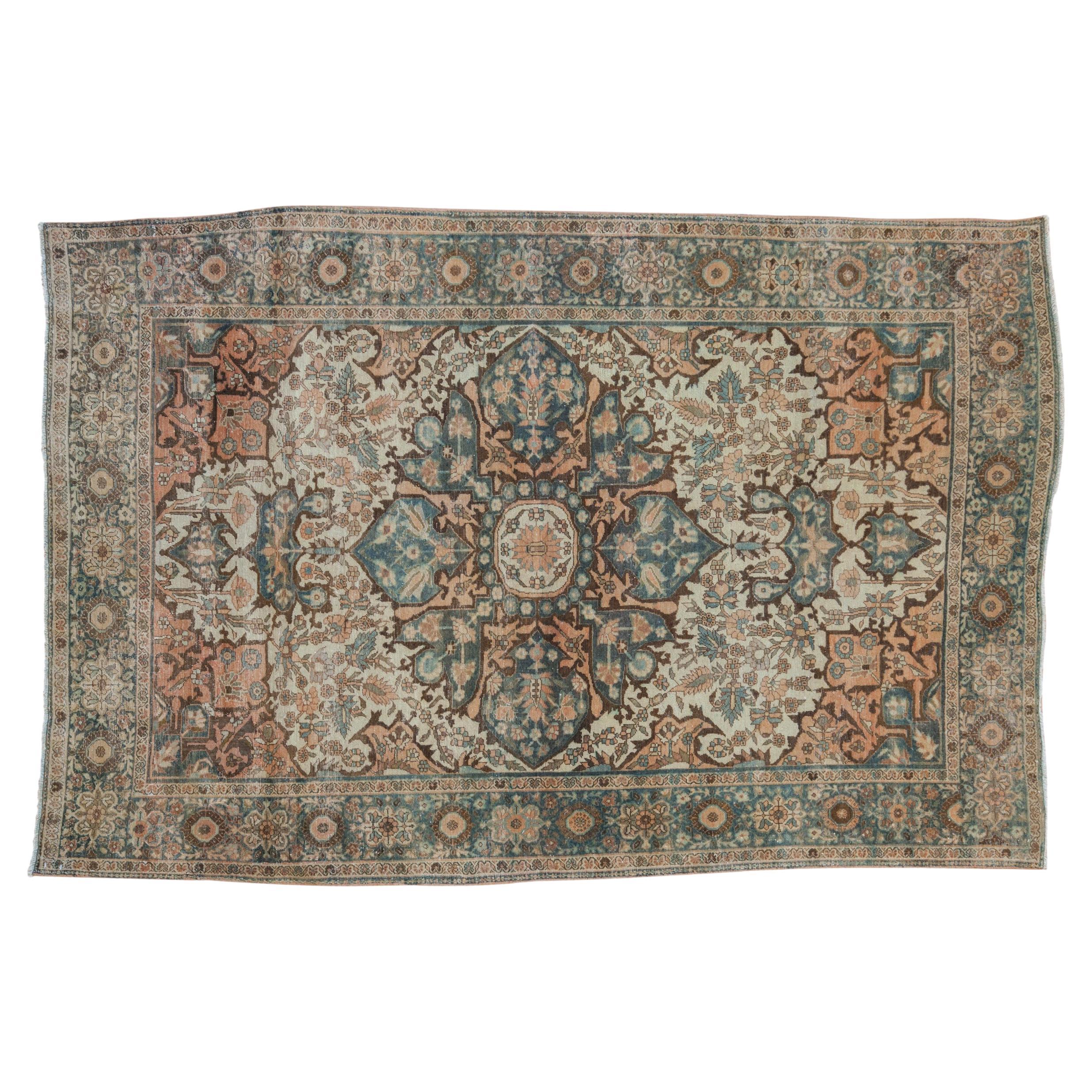 Antique Distressed Farahan Sarouk Rug For Sale