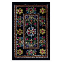 4.5x6.8 Ft Decorative Silk Hand Embroidered Vintage Uzbek Suzani Bed Cover