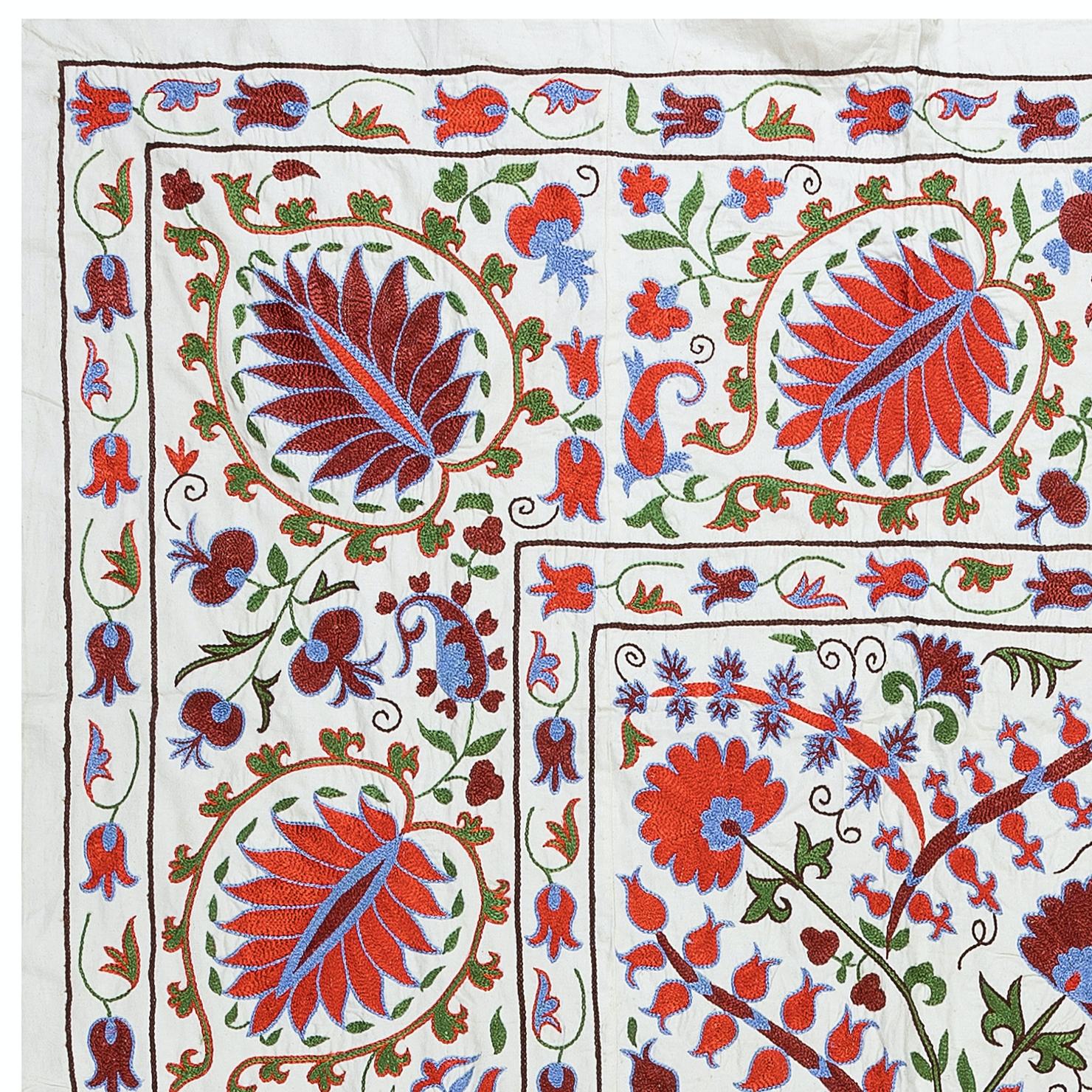 Suzani, a Central Asian term for a specific type of needlework, is also the broader name for the hugely popular decorative pieces of textile that feature this needlework in vivid colors with bold, expressive floral and botanical designs, natural