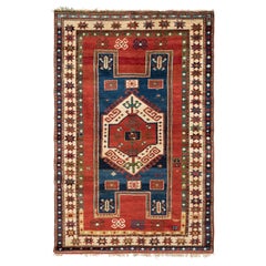4.5x7 Ft Antique Fachralo Kazak Rug, Ca 1880