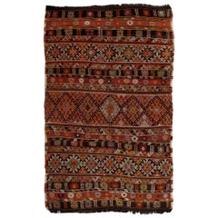 4.5x7 Ft Vintage Handmade Turkish Jejim Wool Kilim/Flatweave with Tribal Design