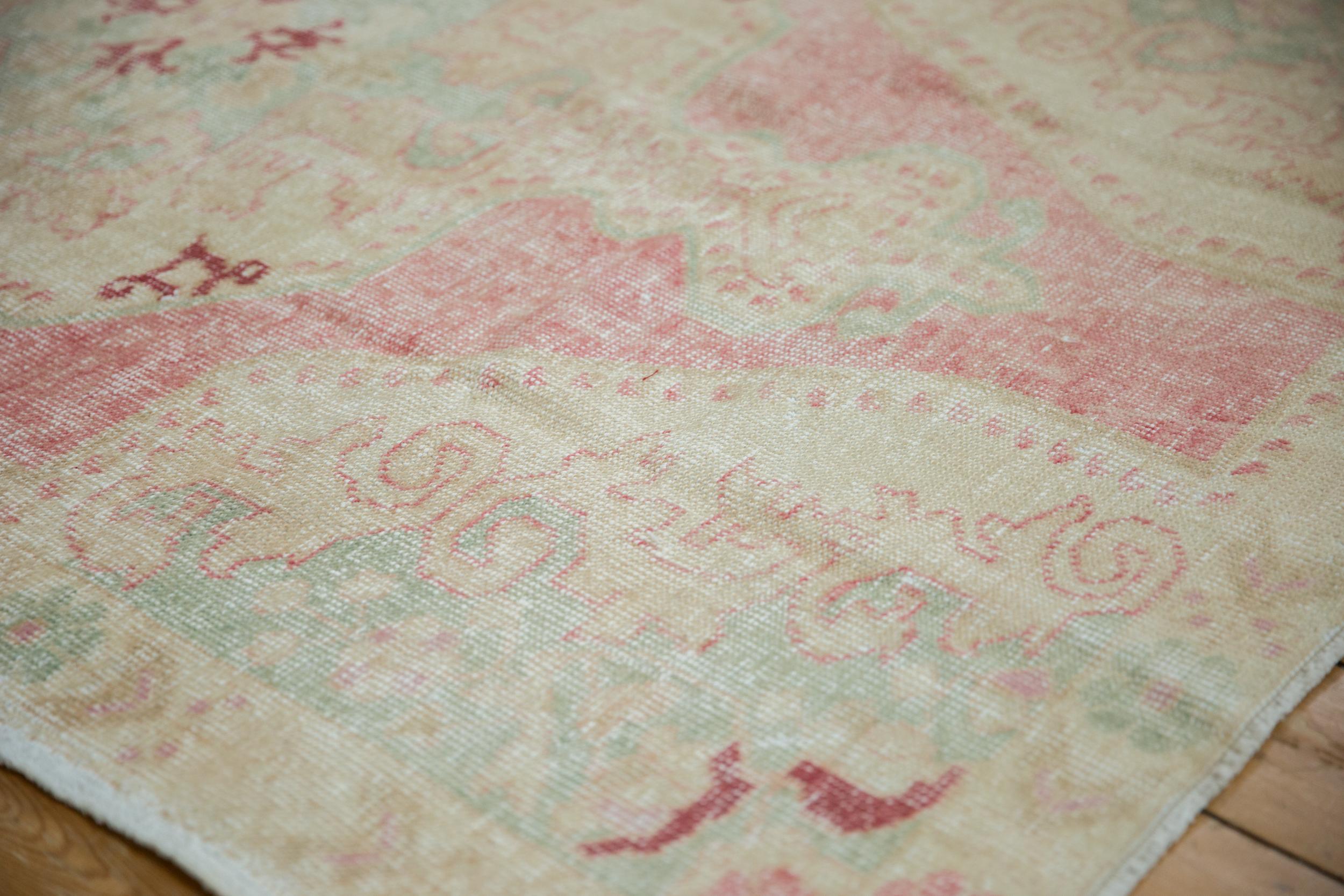 Hand-Knotted Vintage Distressed Oushak Rug For Sale
