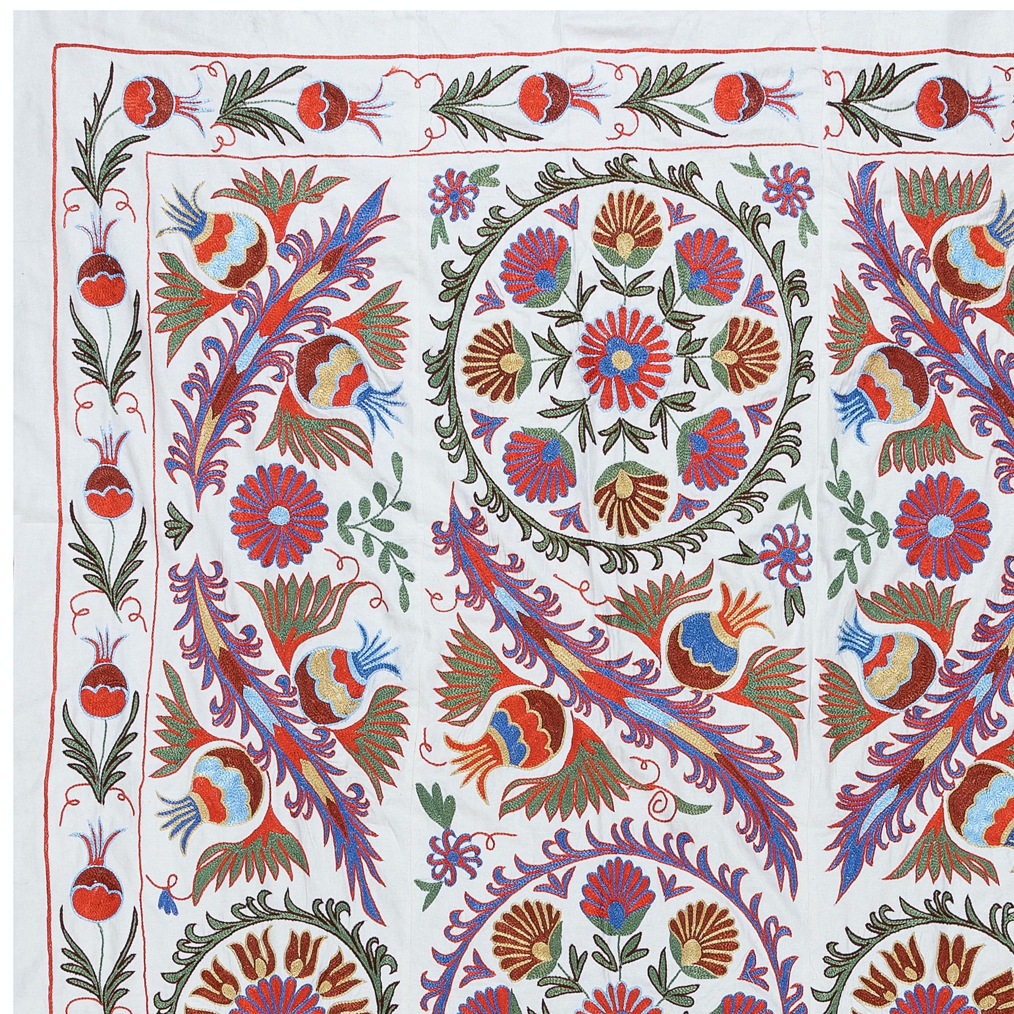 Suzani, a Central Asian term for a specific type of needlework, is also the broader name for the hugely popular decorative pieces of textile that feature this needlework in vivid colors with bold, expressive floral and botanical designs, natural