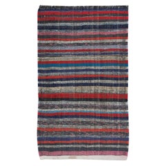4.5x7.4 ft Adjustable Flat-Weave Turkish Kilim Carpet, Vintage Cotton Rag Rug