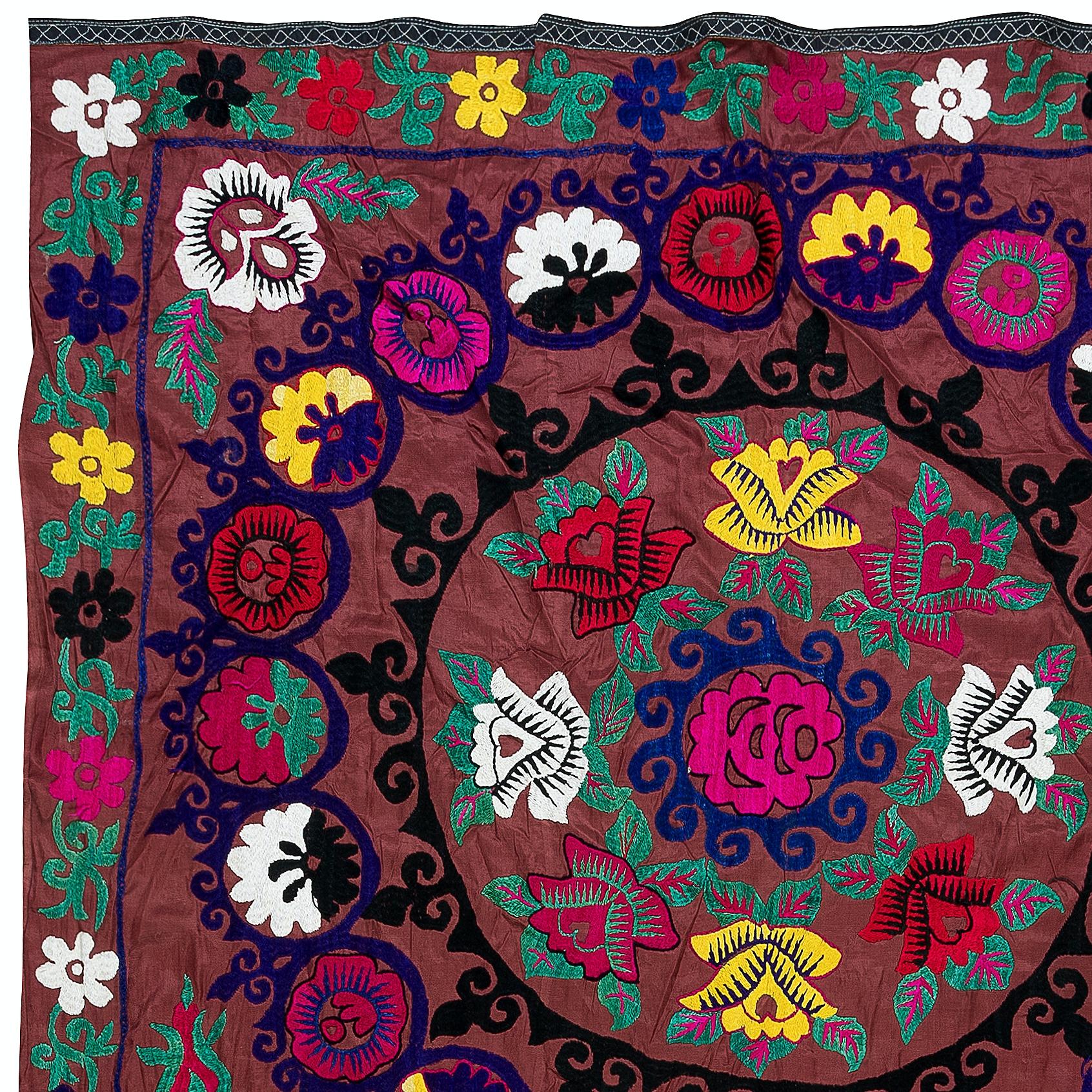 Suzani, a Central Asian term for a specific type of needlework, is also the broader name for the hugely popular decorative pieces of textile that feature this needlework in vivid colors with bold, expressive floral and botanical designs, natural
