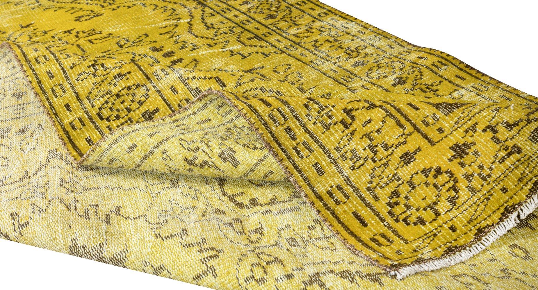 Hand-Knotted 4.5x7.6 Ft Handmade Contemporary Turkish Area Rug in Yellow 4 Modern Interior For Sale