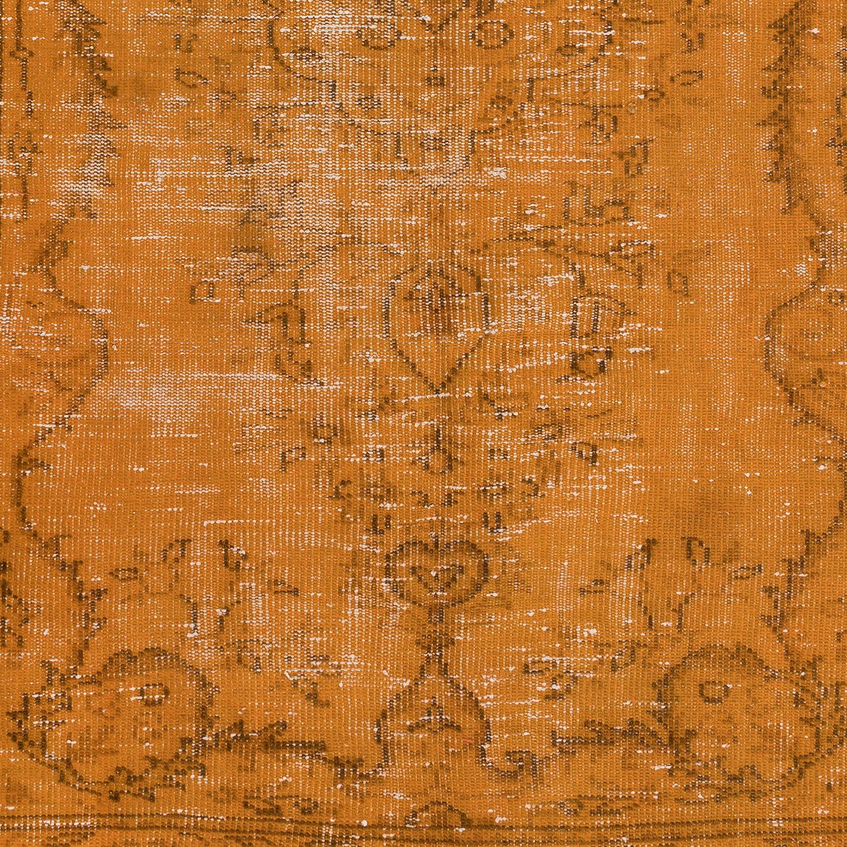 Modern 4.5x7.7 Ft Vintage Orange Area Rug, Handwoven and Handknotted in Turkey For Sale