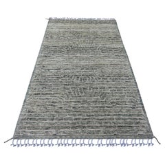 4
5 "x7
8" Vert Moroccan Weave Brick Pattern Hand Knotted Pure Wool Tapis d
Orient