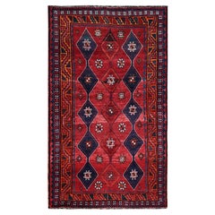 4'5"x7'9" Angels Red Vintage Persian Shiraz Hand Knotted Pure Wool Oriental Rug