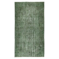 Tappeto turco 4.5x8.3 Ft fatto a mano. Tappeto vintage sovratinto verde per una casa moderna