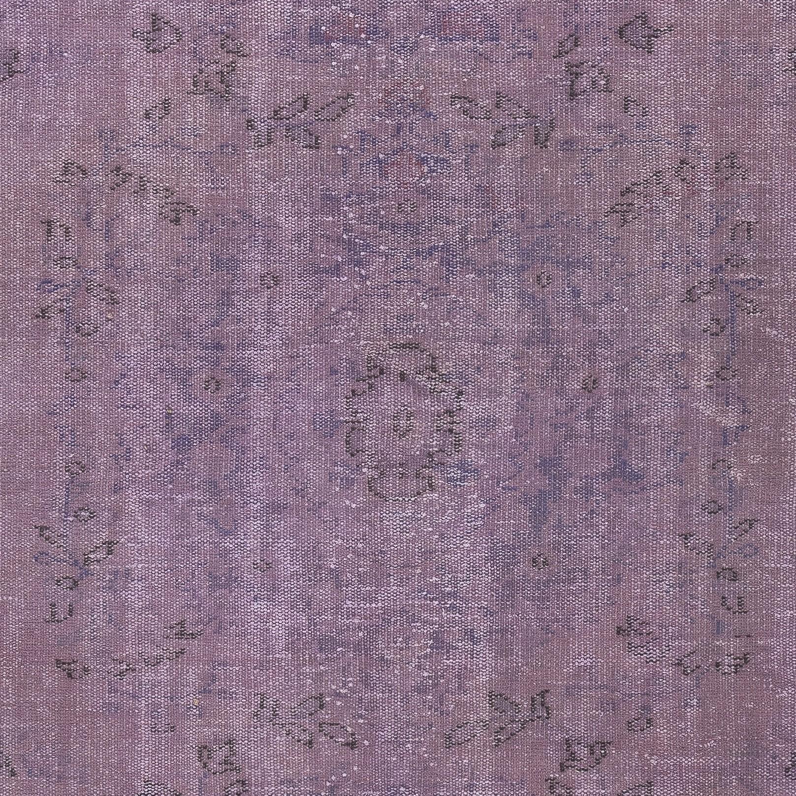 Mid-20th Century 4.5x8.8 Ft Vintage Handmade Turkish Rug dyed in Purple Color for Modern Interior For Sale