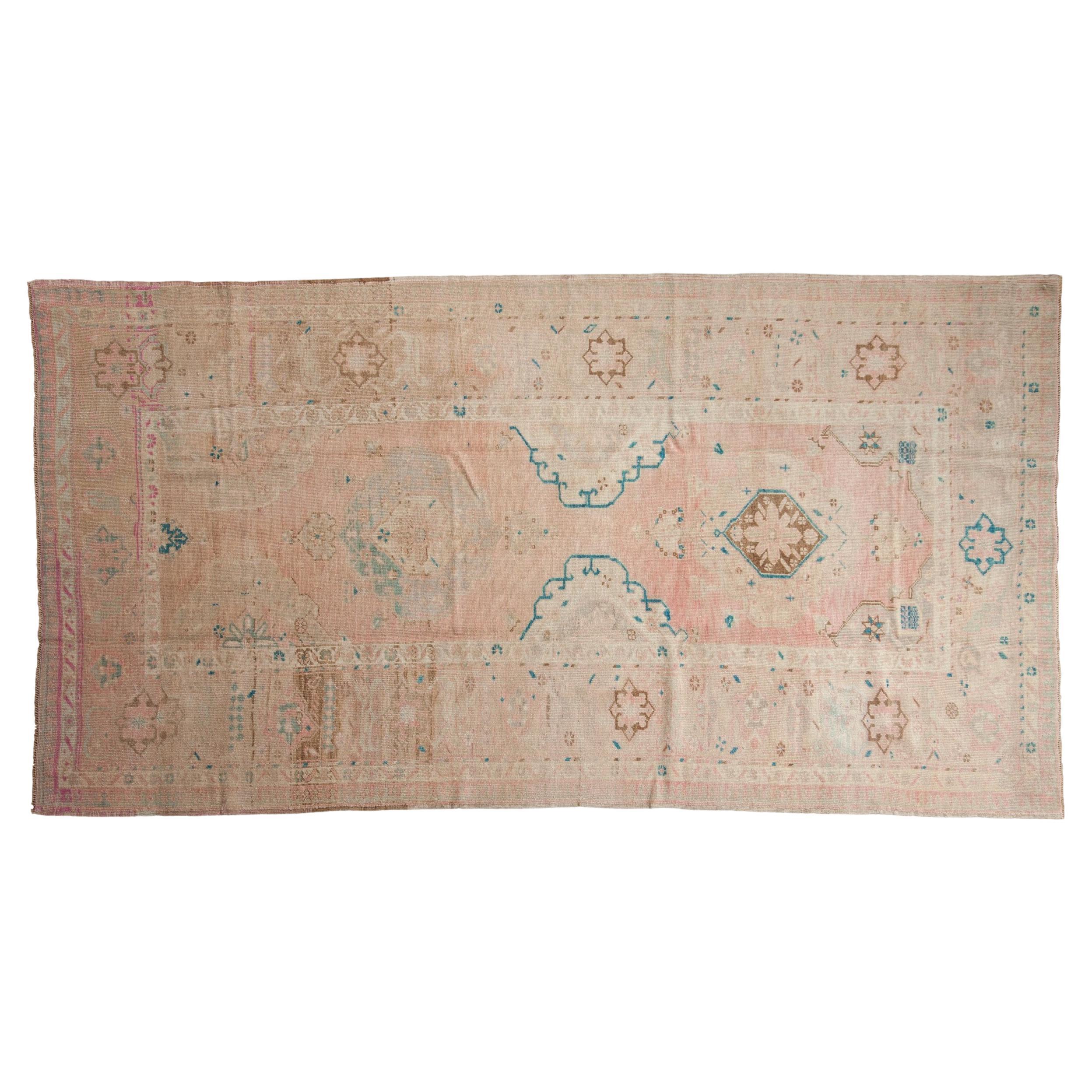 Tapis de couloir vintage Oushak vieilli