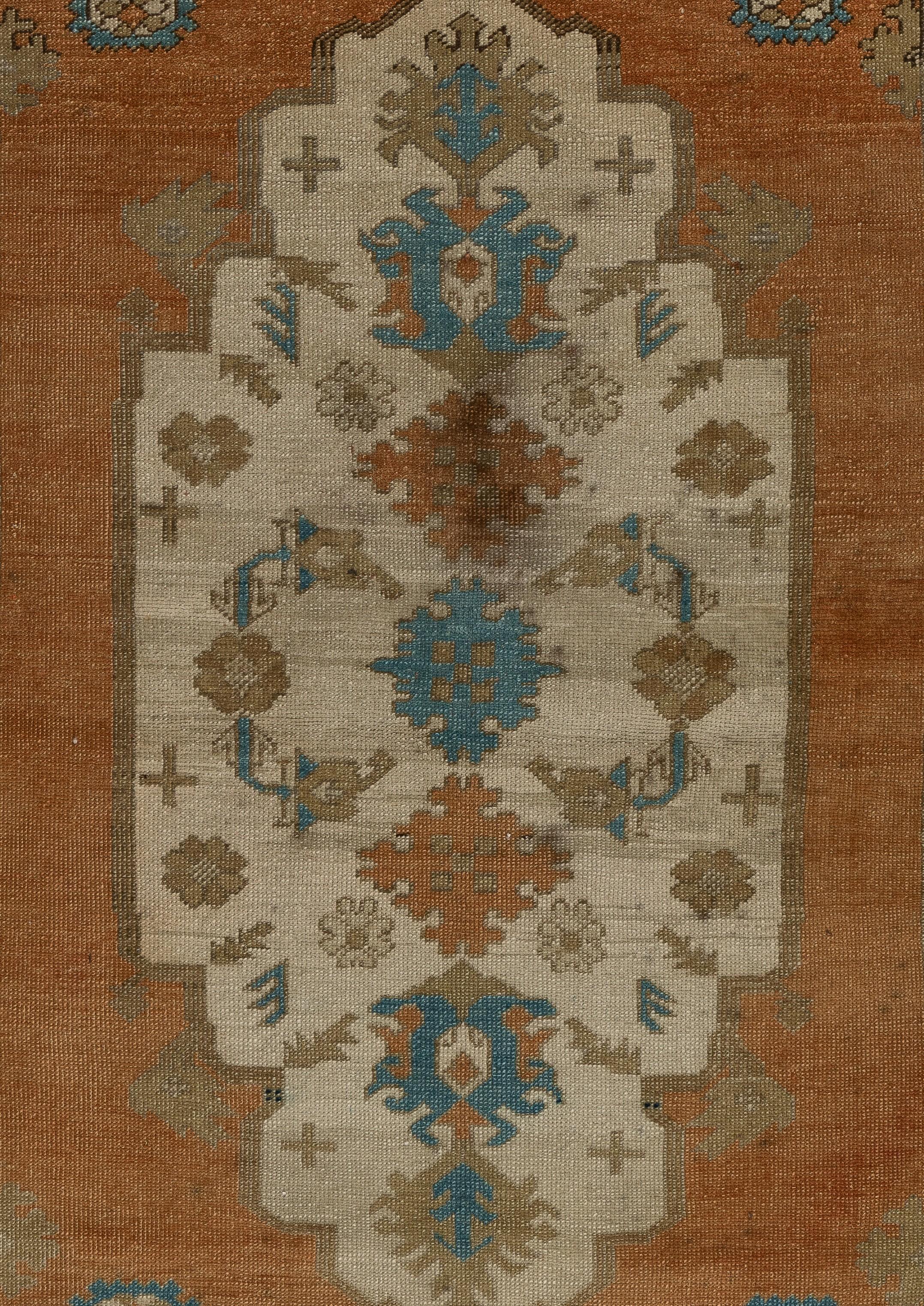 Turkish 4.5x9.5 Ft Vintage Handmade Village Rug, Ca 1950, Wool Carpet in Soft Colors For Sale