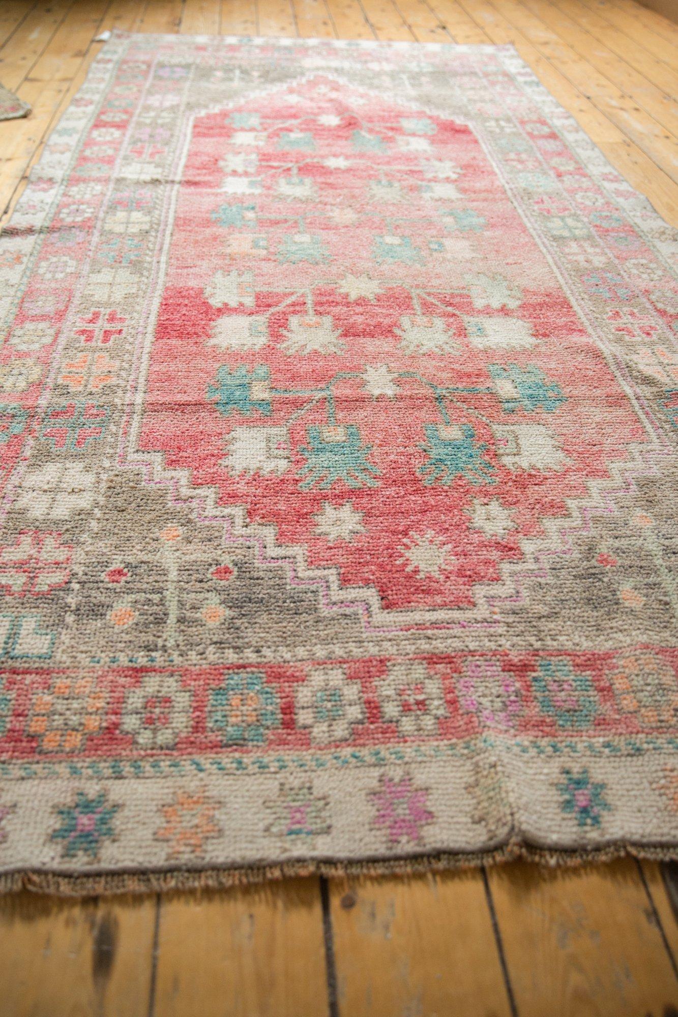 Vintage Distressed Oushak Rug Runner For Sale 1