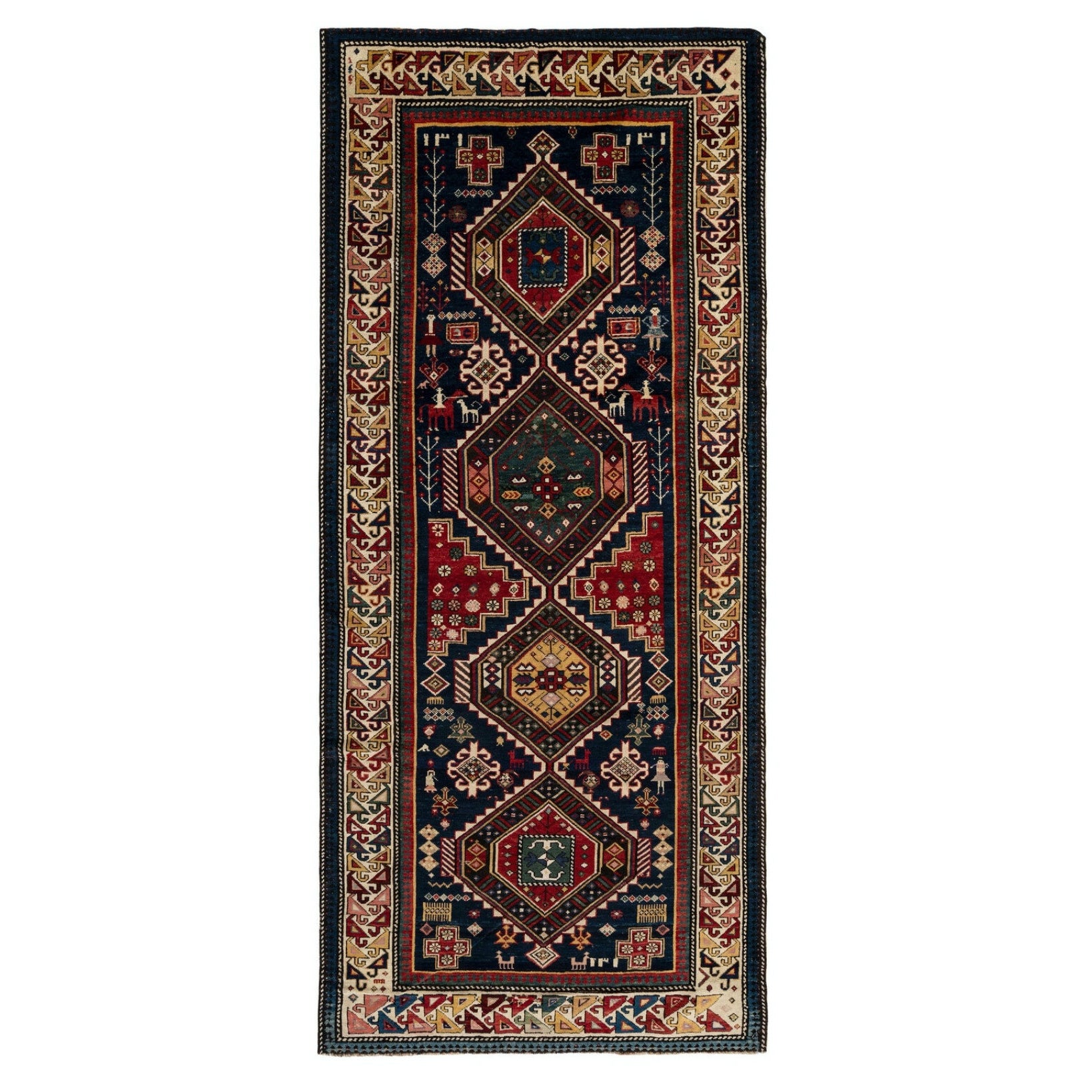 4.5x9.7 Ft Antique Shirvan Runner Rug, East Caucasus, Late 19th Century
