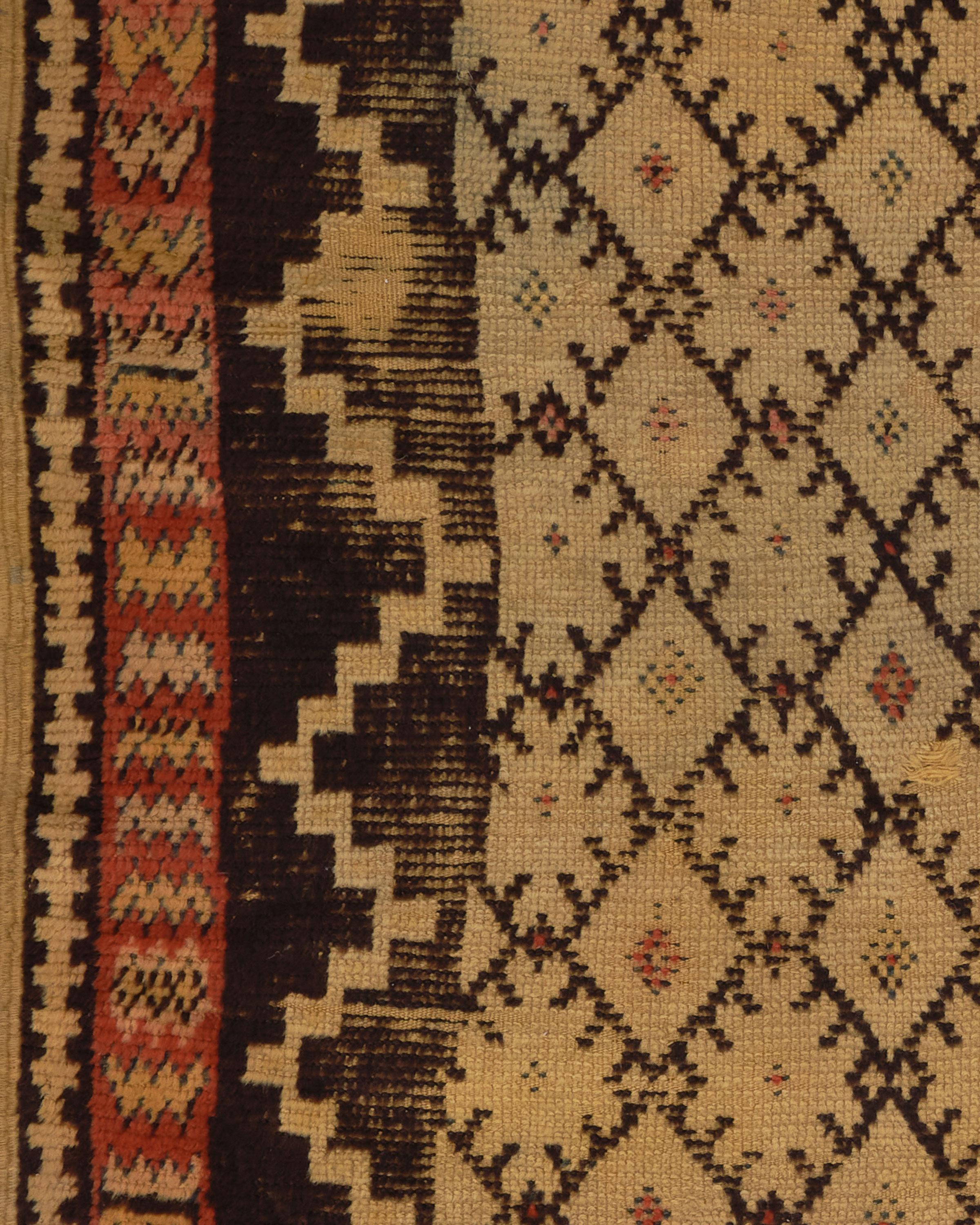 Hand-Crafted 4’6 1/2” x 9’3” Magnolia Yellow Flatweave, Handmade Moroccan Wool Vintage Rug For Sale