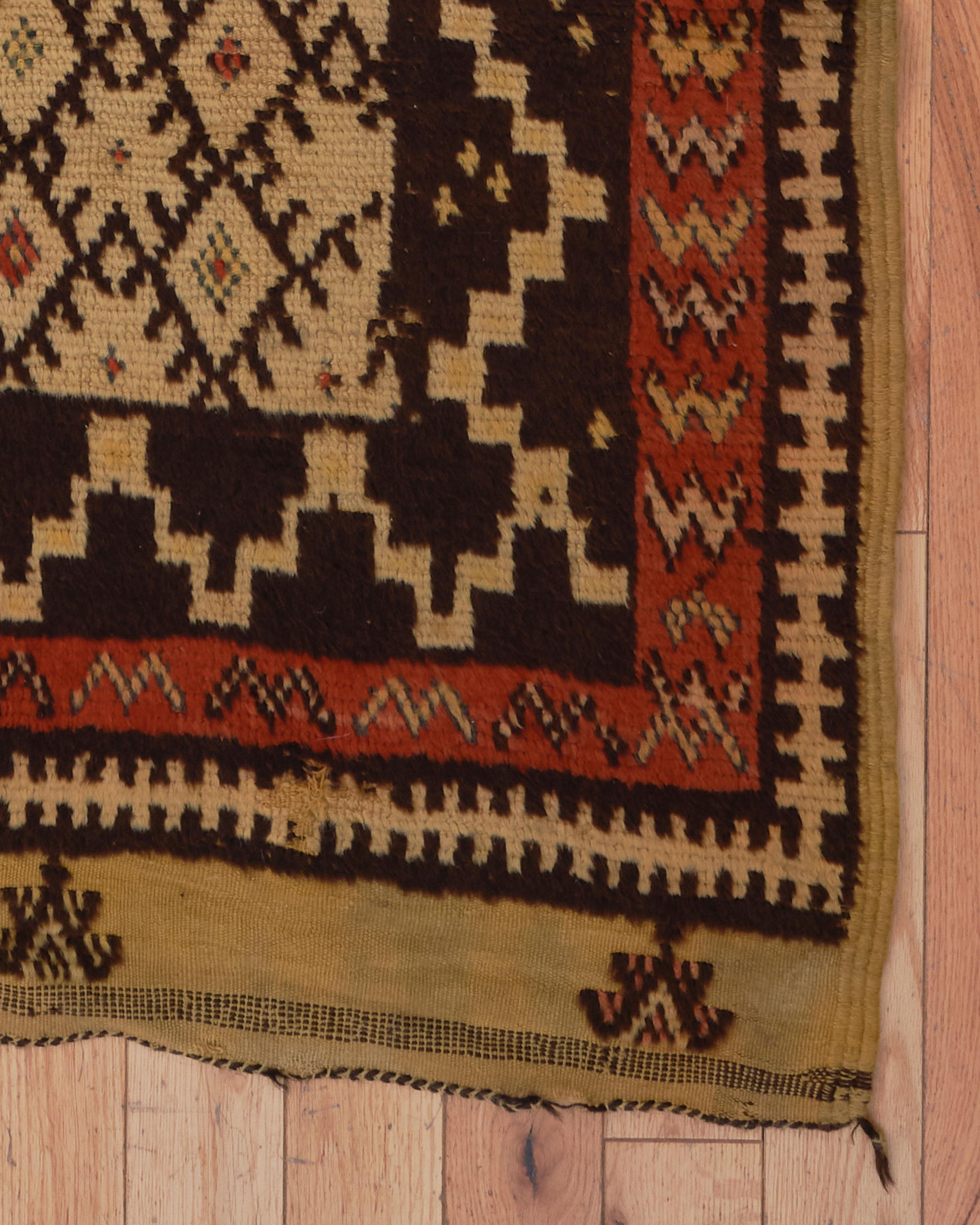 4’6 1/2” x 9’3” Magnolia Yellow Flatweave, Handmade Moroccan Wool Vintage Rug In Good Condition For Sale In Livingston Manor, NY