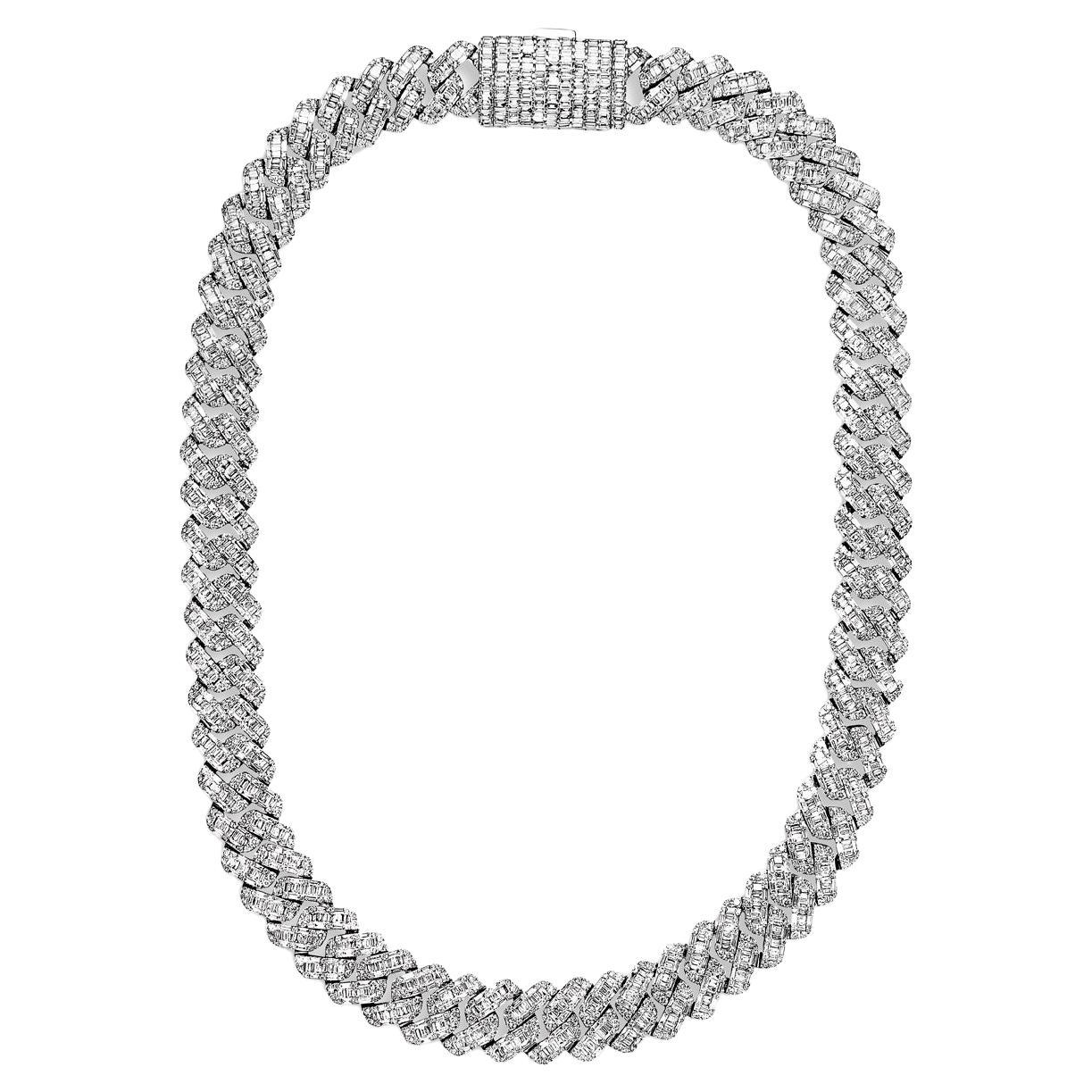 46 Karat Combine Mix Shape Diamant Cuban Gliederkette Halskette zertifiziert