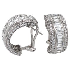 4.6 Carat Diamond Half Hoop Earrings with Omega Clips, in Platinum 
White Gold