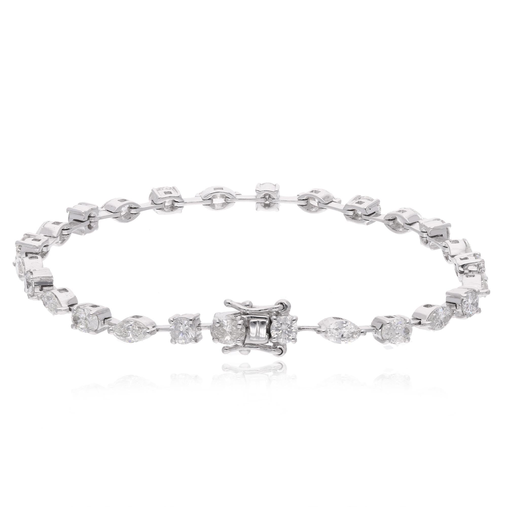 Pulsera de Tenis de Diamantes de Forma Mixta de 4,6 Quilates Oro Blanco de 14 Kilates Joyería Fina en Nuevo estado para la venta en Diera, Dubai