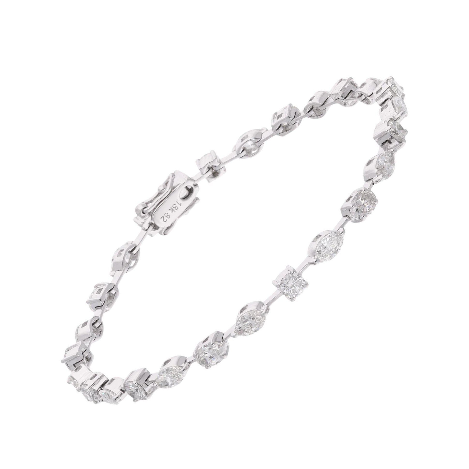 Pulsera de Tenis de Diamantes de Forma Mixta de 4,6 Quilates Oro Blanco de 14 Kilates Joyería Fina
