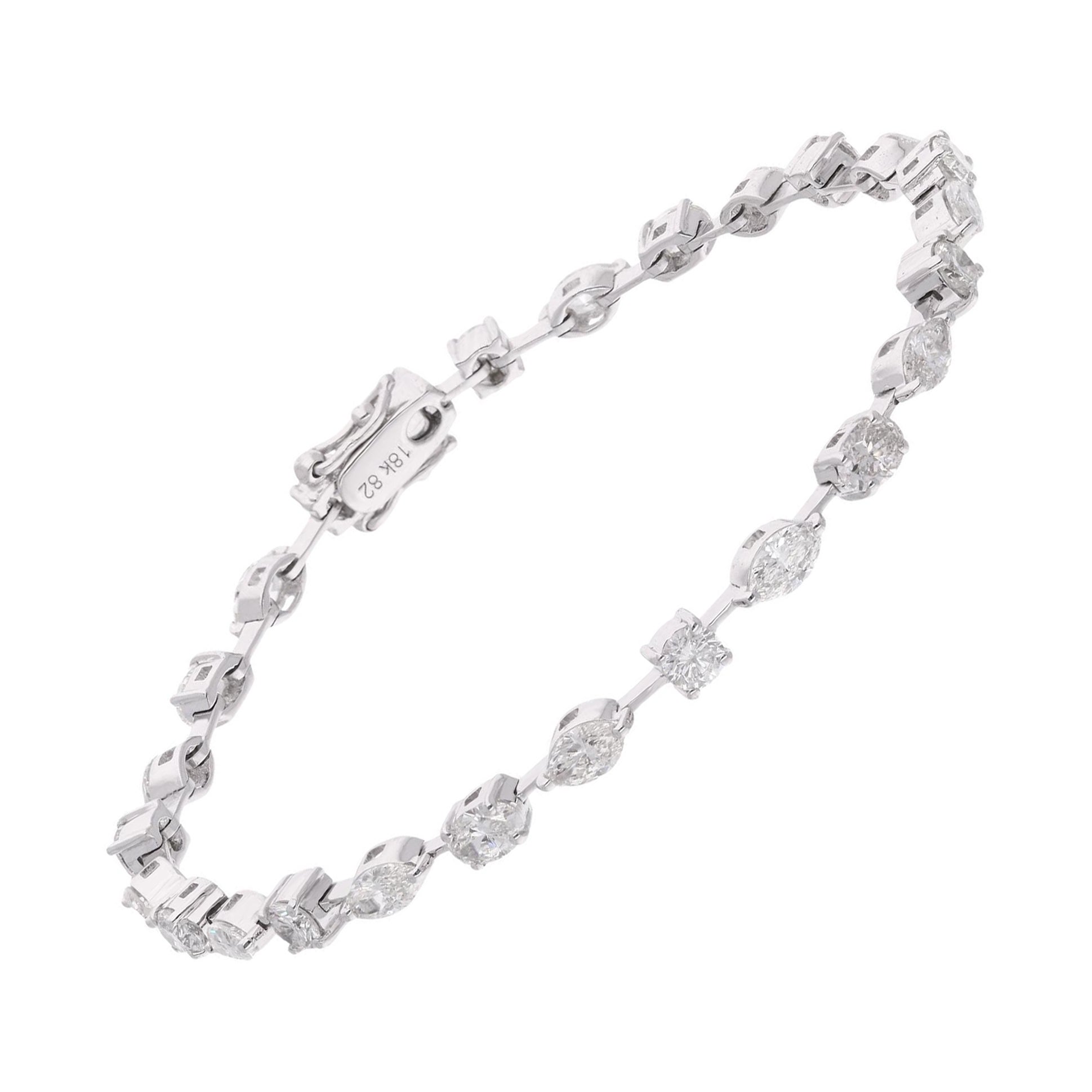 Pulsera de Tenis de Diamantes de Forma Mixta de 4,6 Quilates Oro Blanco de 18 Kilates Joyería Fina