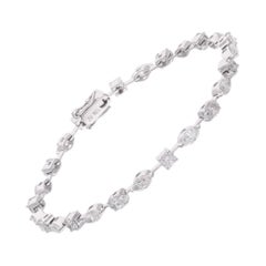 Bracciale tennis con diamanti di forma mista da 4,6 carati in oro bianco 18 carati Gioielli di pregio