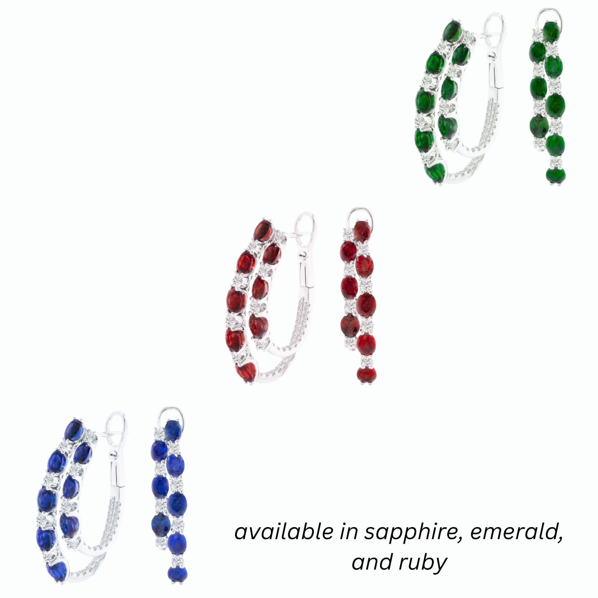 4,6 Karat Oval Saphir Ohrringe mit 1,0 ct Diamant in 14k Weiß ref586 Damen im Angebot