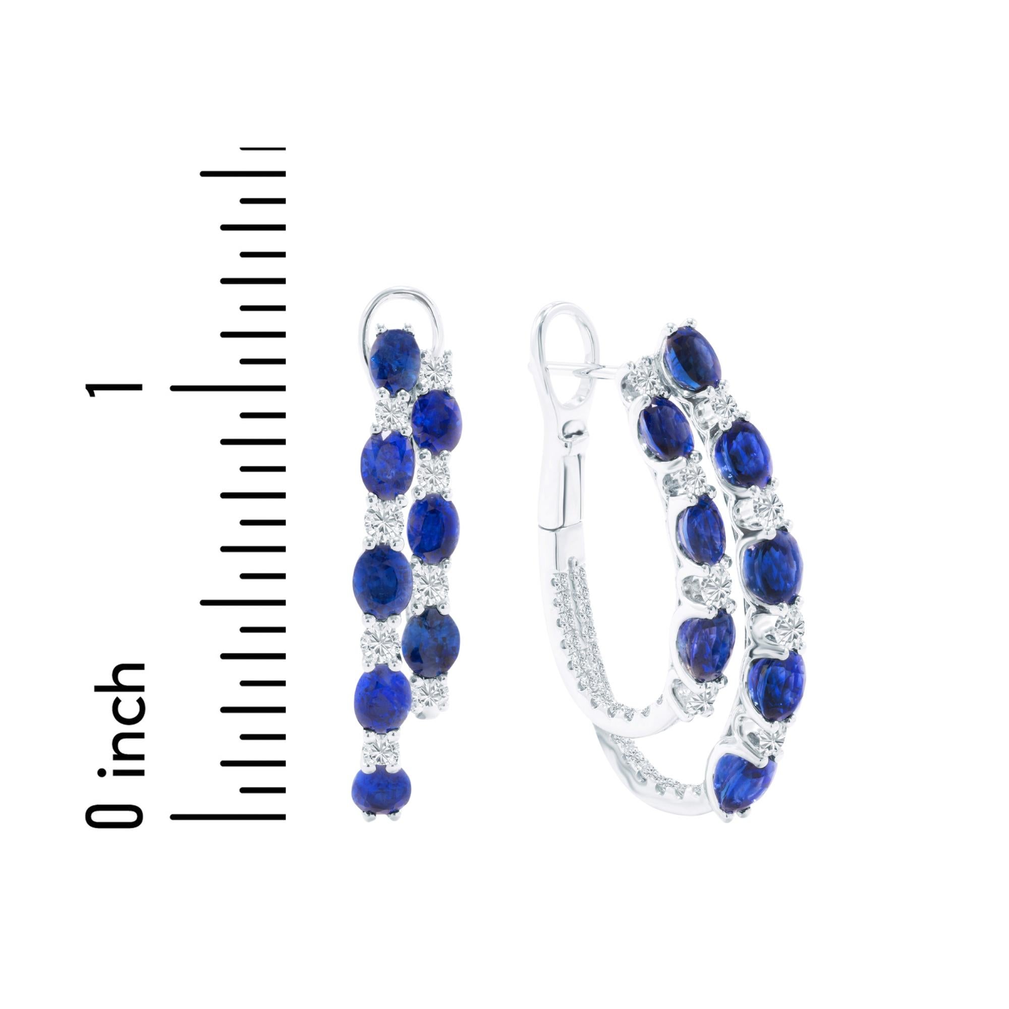 4,6 Karat Oval Saphir Ohrringe mit 1,0 ct Diamant in 14k Weiß ref586 im Angebot 3