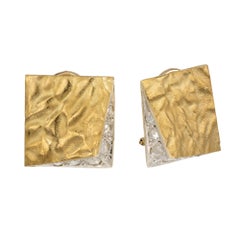 .46 Carat Rose Cut Diamond 18k Yellow Gold Silver Geometric Earrings