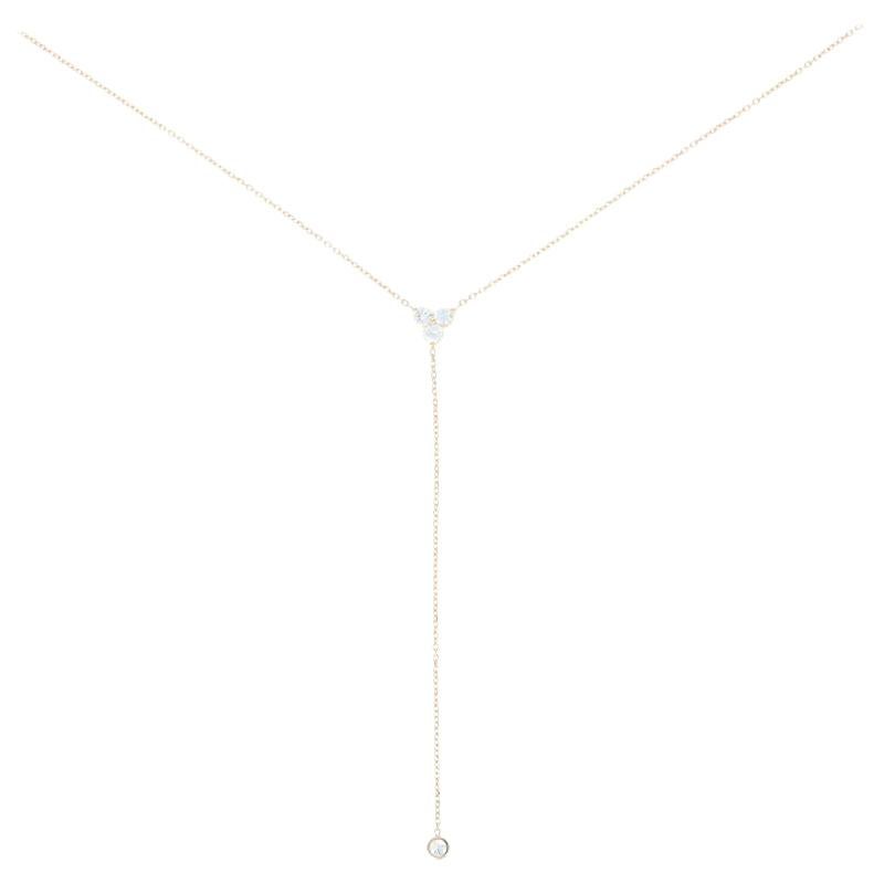 .46 Carat Round Brilliant Diamond Necklace, 14k Yellow Gold Adjustable Lariat